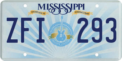 MS license plate ZFI293