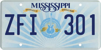 MS license plate ZFI301