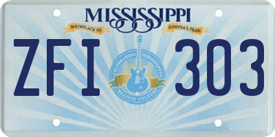 MS license plate ZFI303