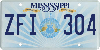 MS license plate ZFI304
