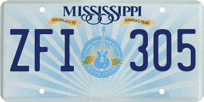 MS license plate ZFI305