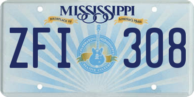 MS license plate ZFI308