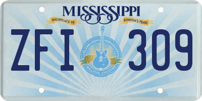 MS license plate ZFI309