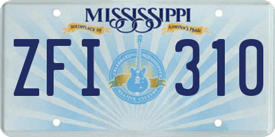 MS license plate ZFI310