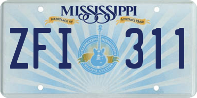 MS license plate ZFI311