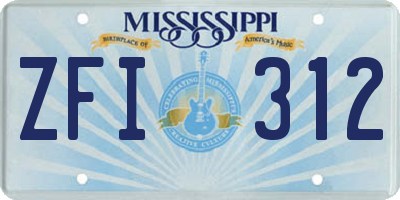 MS license plate ZFI312