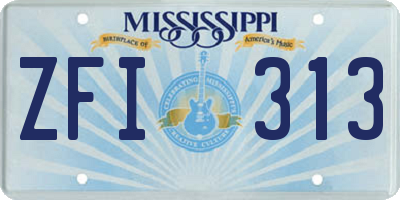 MS license plate ZFI313