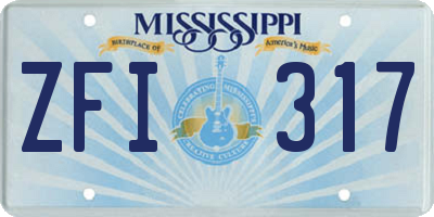 MS license plate ZFI317