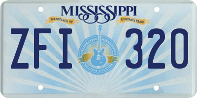 MS license plate ZFI320