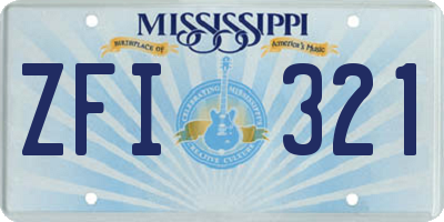 MS license plate ZFI321