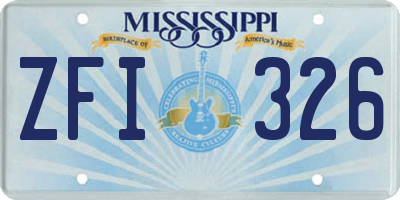 MS license plate ZFI326