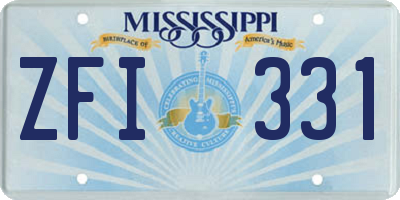 MS license plate ZFI331
