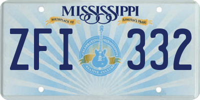 MS license plate ZFI332