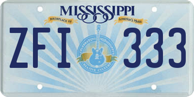 MS license plate ZFI333