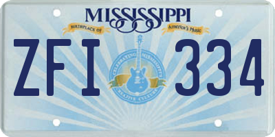 MS license plate ZFI334