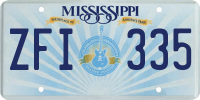 MS license plate ZFI335