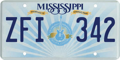 MS license plate ZFI342