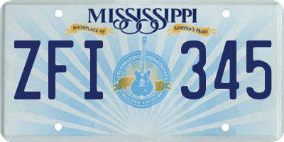 MS license plate ZFI345