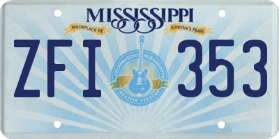 MS license plate ZFI353
