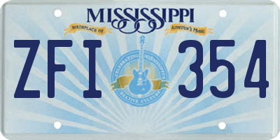 MS license plate ZFI354