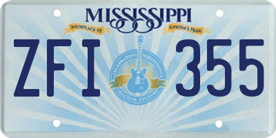 MS license plate ZFI355