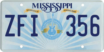 MS license plate ZFI356