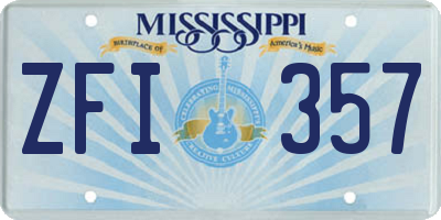 MS license plate ZFI357