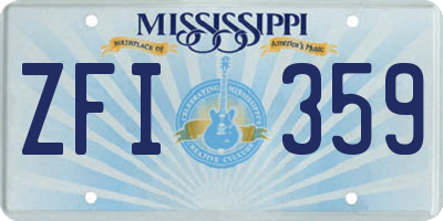 MS license plate ZFI359