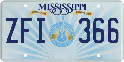 MS license plate ZFI366
