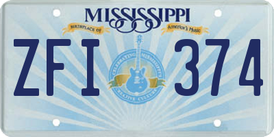MS license plate ZFI374