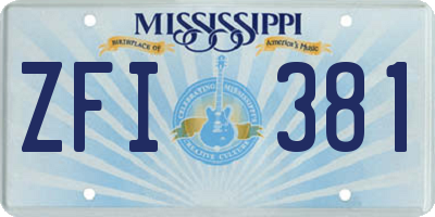 MS license plate ZFI381
