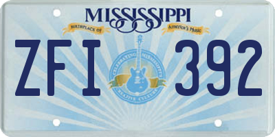 MS license plate ZFI392
