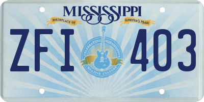 MS license plate ZFI403