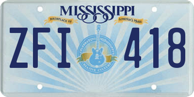 MS license plate ZFI418