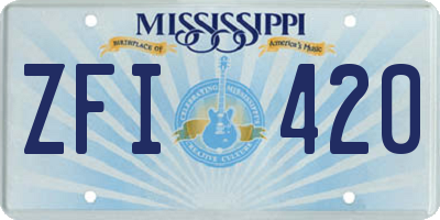 MS license plate ZFI420