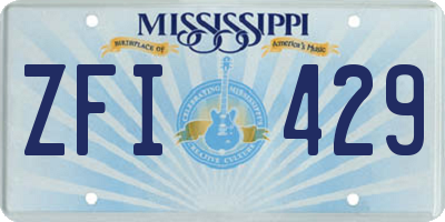 MS license plate ZFI429