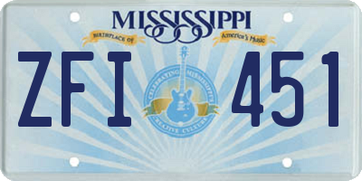 MS license plate ZFI451