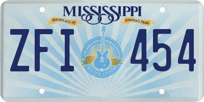 MS license plate ZFI454
