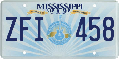 MS license plate ZFI458