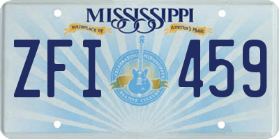 MS license plate ZFI459