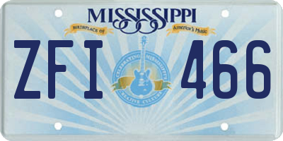 MS license plate ZFI466