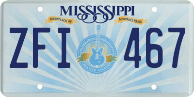 MS license plate ZFI467