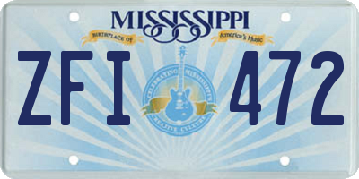 MS license plate ZFI472