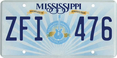 MS license plate ZFI476
