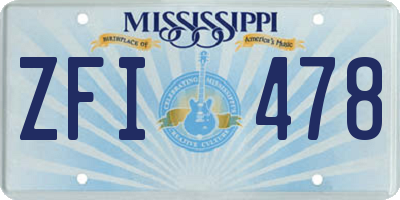 MS license plate ZFI478