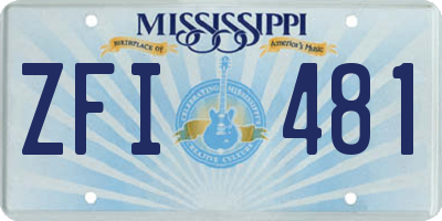MS license plate ZFI481