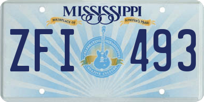 MS license plate ZFI493