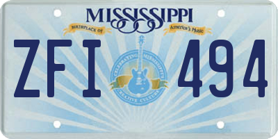 MS license plate ZFI494