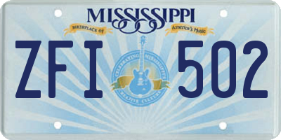 MS license plate ZFI502