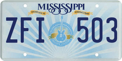 MS license plate ZFI503